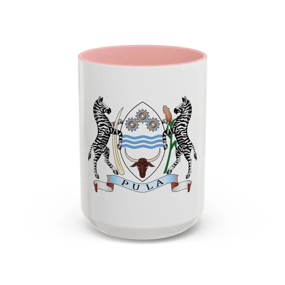 Coat of arms of Botswana - Accent Coffee Mug 15oz Pink - Go Mug Yourself