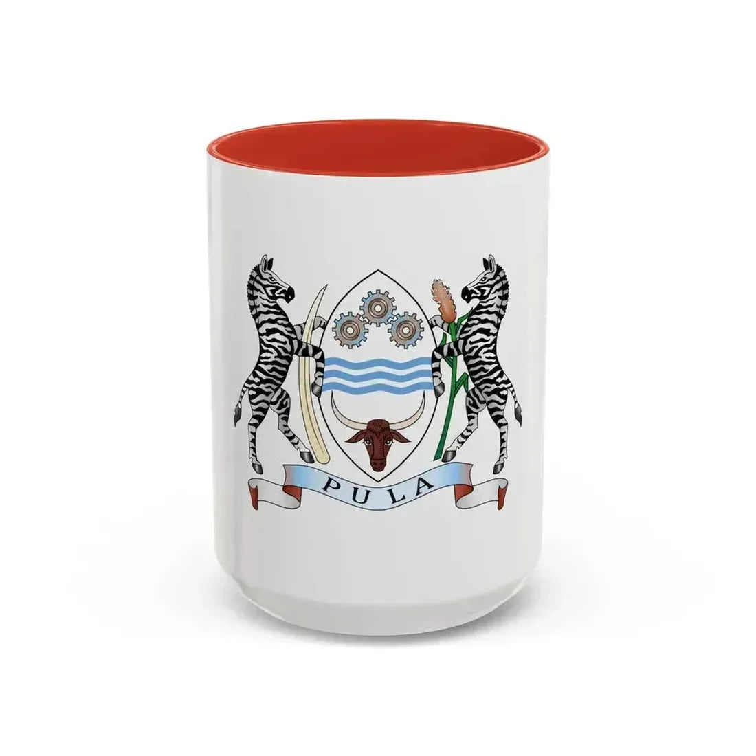 Coat of arms of Botswana - Accent Coffee Mug 15oz Red - Go Mug Yourself