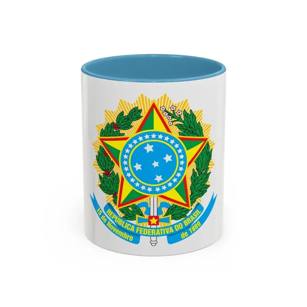 Coat of arms of Brazil - Accent Coffee Mug 11oz Light Blue - Go Mug Yourself