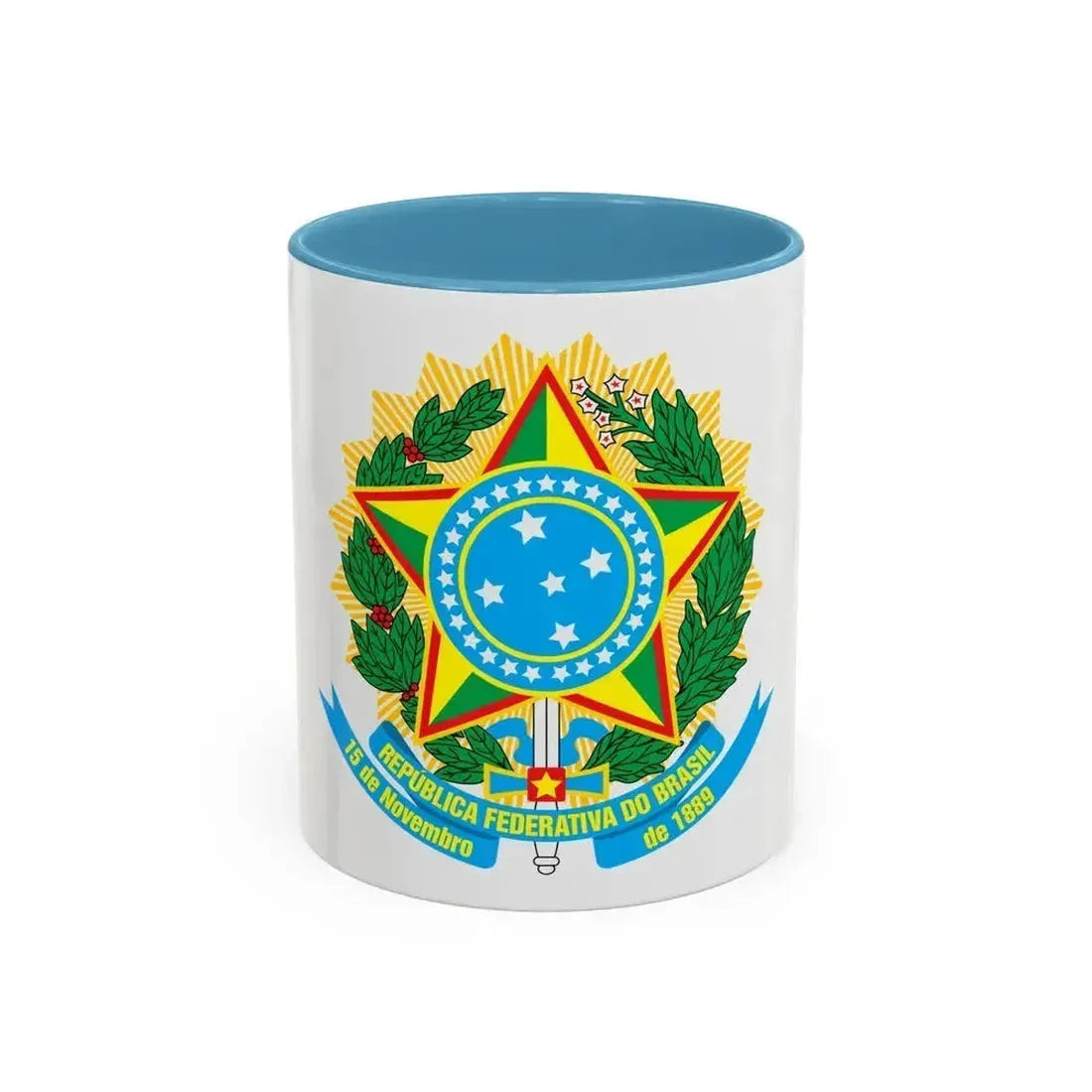 Coat of arms of Brazil - Accent Coffee Mug 11oz Light Blue - Go Mug Yourself