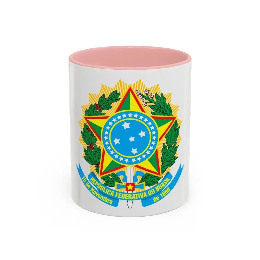Coat of arms of Brazil - Accent Coffee Mug 11oz Pink - Go Mug Yourself