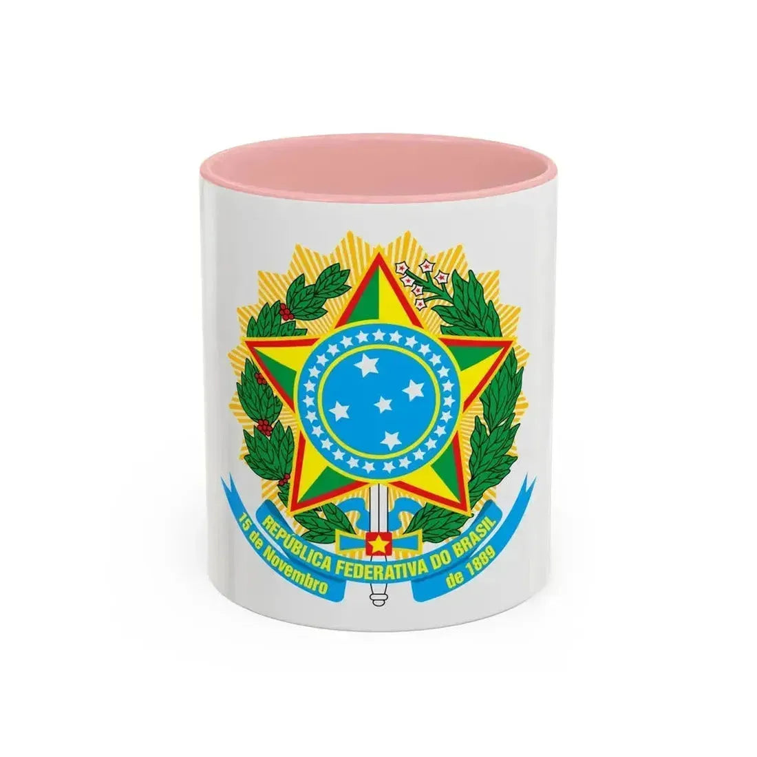 Coat of arms of Brazil - Accent Coffee Mug 11oz Pink - Go Mug Yourself