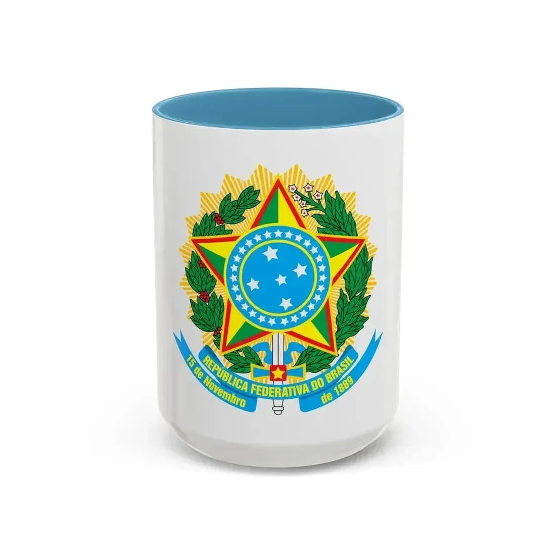 Coat of arms of Brazil - Accent Coffee Mug 15oz Light Blue - Go Mug Yourself