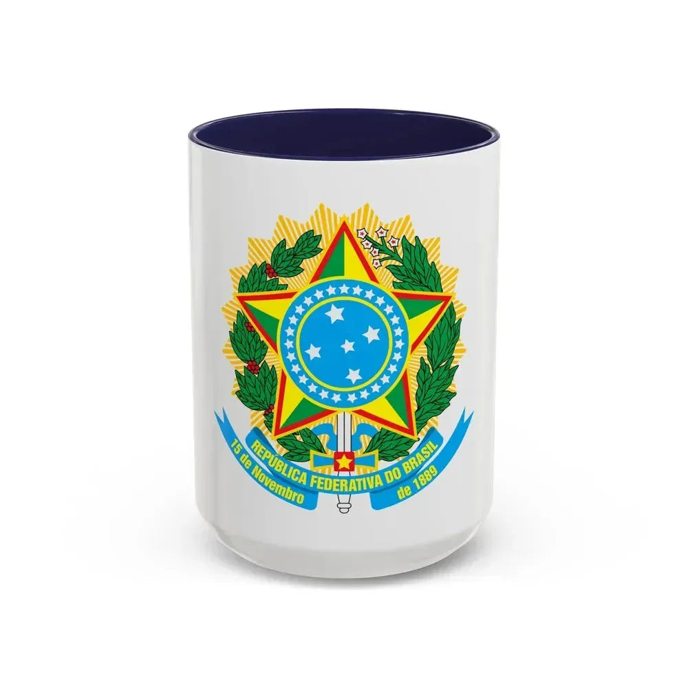 Coat of arms of Brazil - Accent Coffee Mug 15oz Navy - Go Mug Yourself