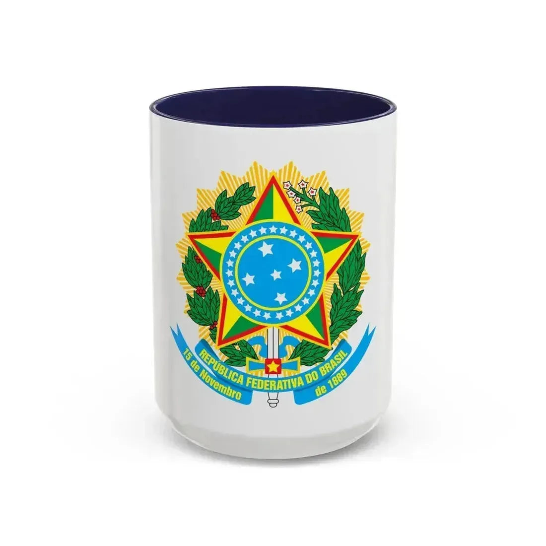 Coat of arms of Brazil - Accent Coffee Mug 15oz Navy - Go Mug Yourself