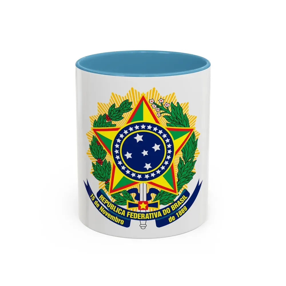 Coat of arms of Brazil (dark blue) - Accent Coffee Mug 11oz Light Blue - Go Mug Yourself