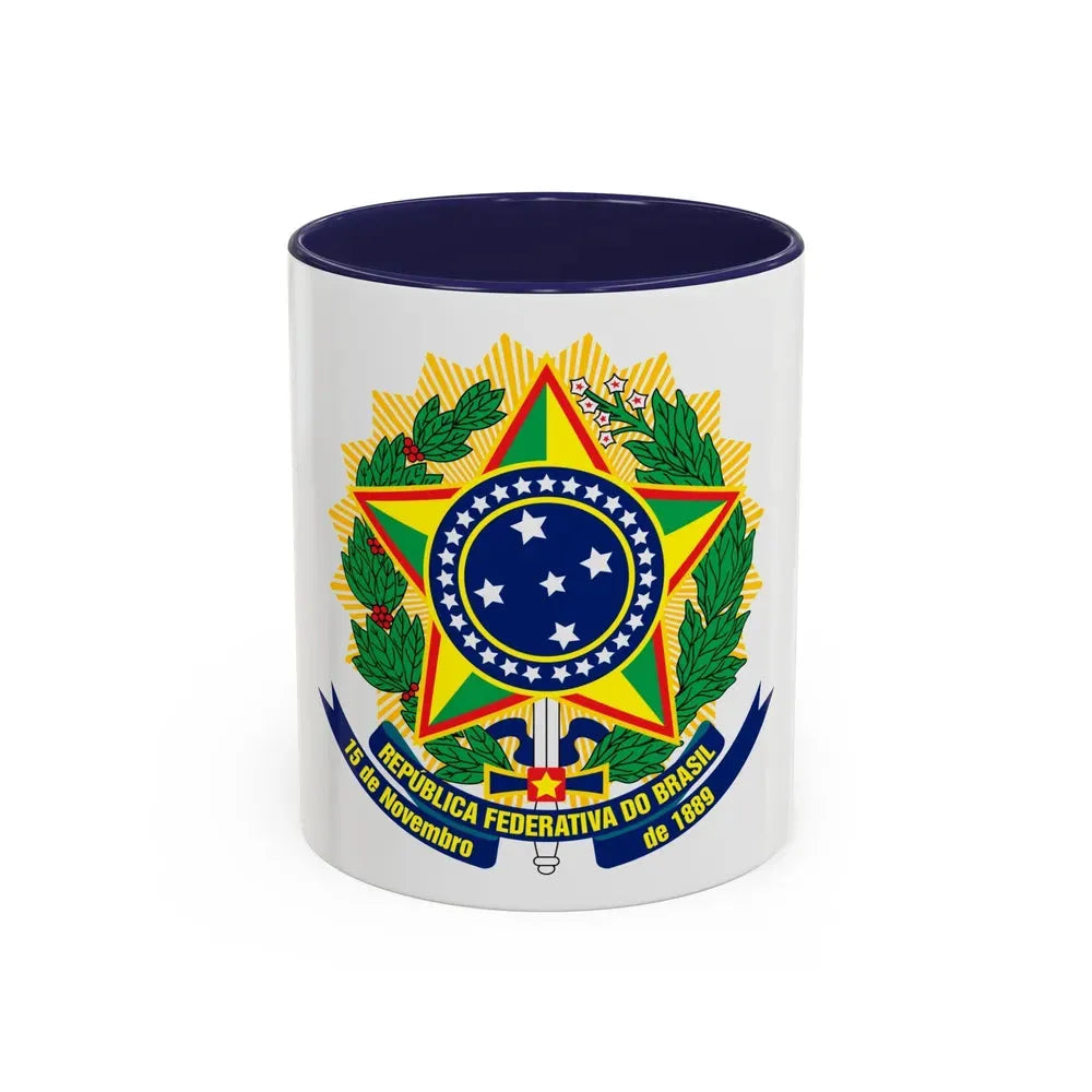 Coat of arms of Brazil (dark blue) - Accent Coffee Mug 11oz Navy - Go Mug Yourself
