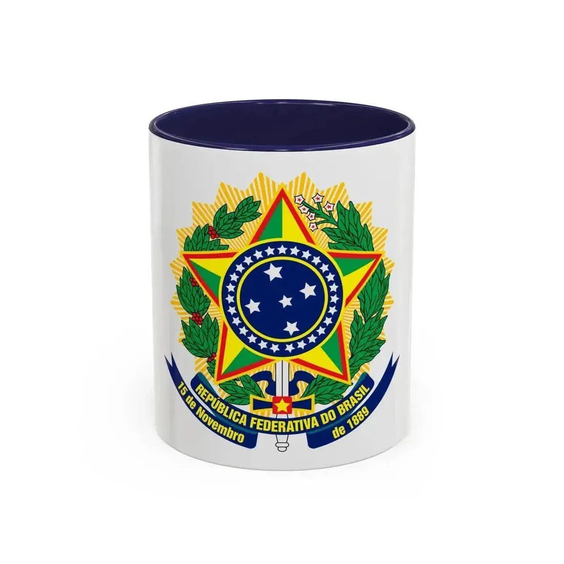 Coat of arms of Brazil (dark blue) - Accent Coffee Mug 11oz Navy - Go Mug Yourself