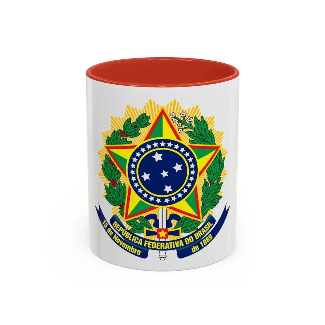 Coat of arms of Brazil (dark blue) - Accent Coffee Mug 11oz Red - Go Mug Yourself