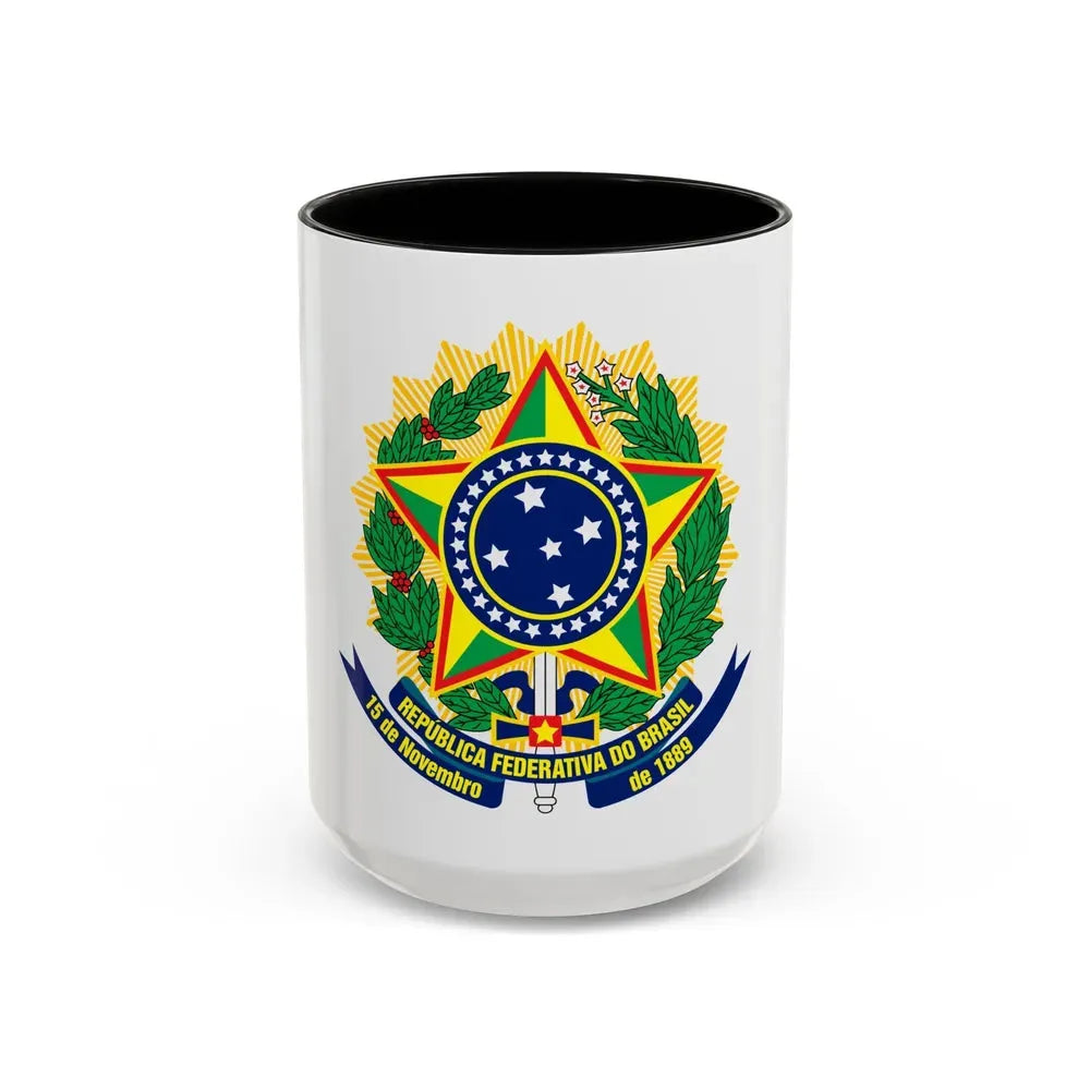Coat of arms of Brazil (dark blue) - Accent Coffee Mug 15oz Black - Go Mug Yourself