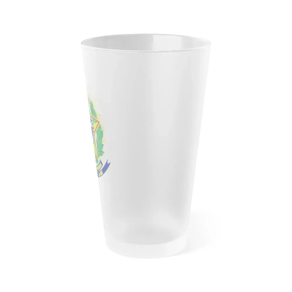 Coat of arms of Brazil (dark blue) - Frosted Pint Glass 16oz - Go Mug Yourself