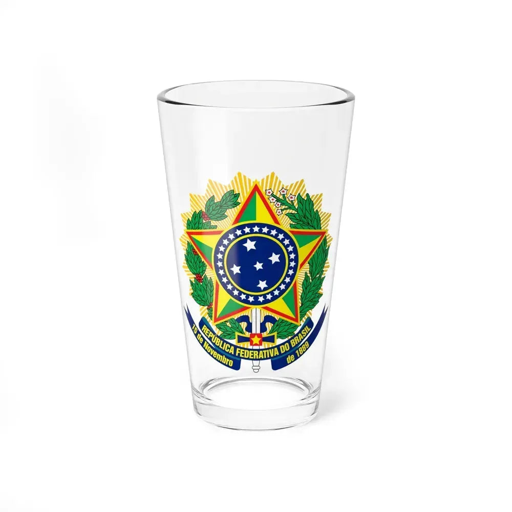 Coat of arms of Brazil (dark blue) - Pint Glass 16oz 16oz - Go Mug Yourself