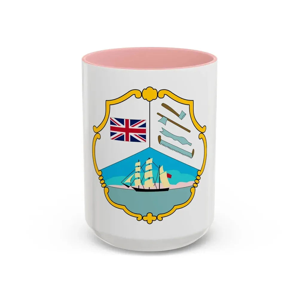 Coat of arms of British Honduras (1819-1907) - Accent Coffee Mug 15oz Pink - Go Mug Yourself