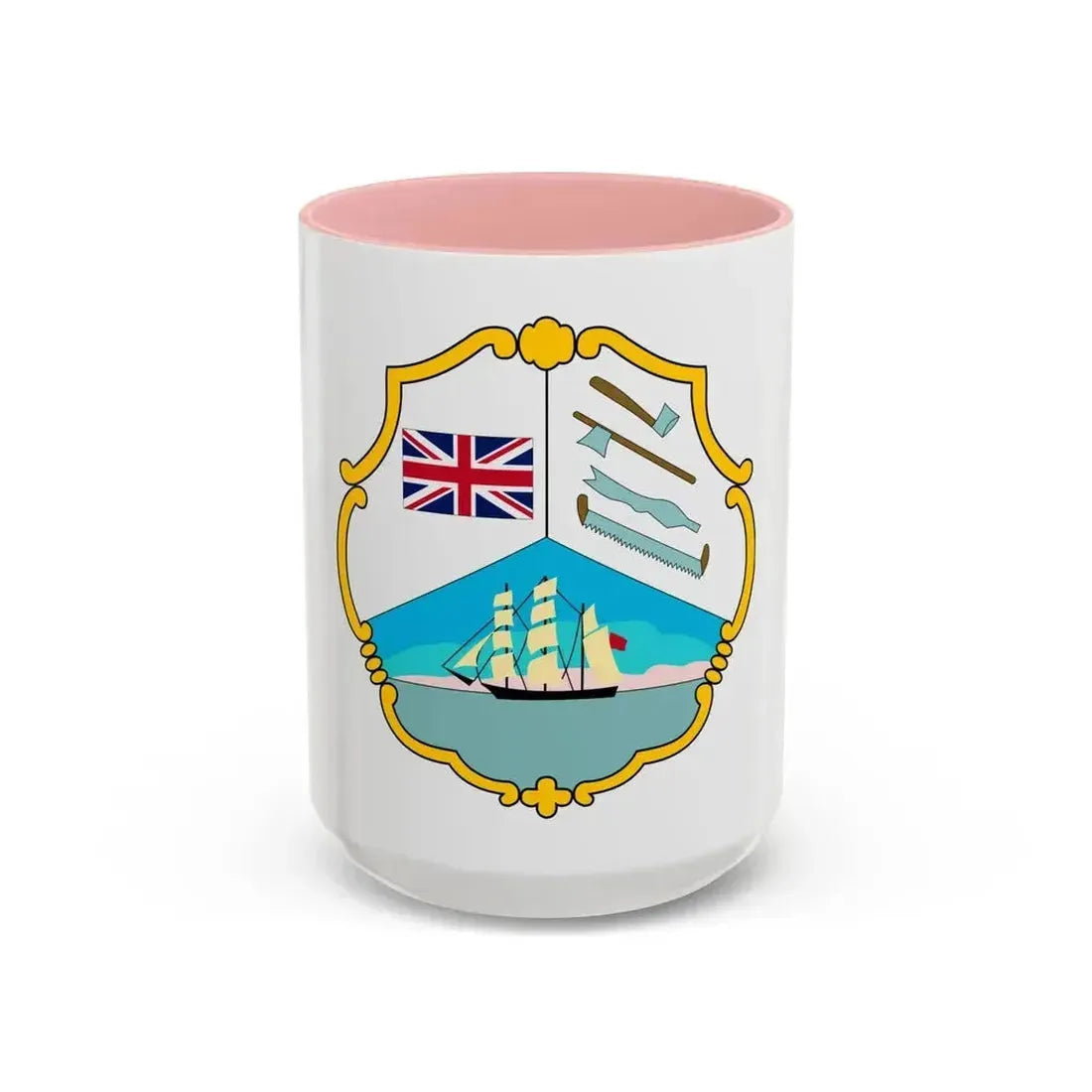 Coat of arms of British Honduras (1819-1907) - Accent Coffee Mug 15oz Pink - Go Mug Yourself