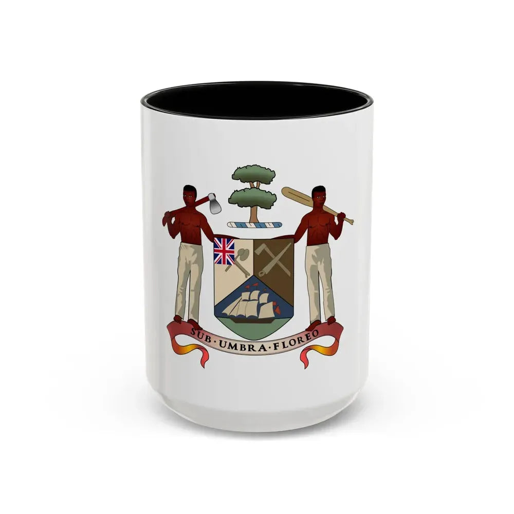 Coat of arms of British Honduras (1907-1967) - Accent Coffee Mug 15oz Black - Go Mug Yourself