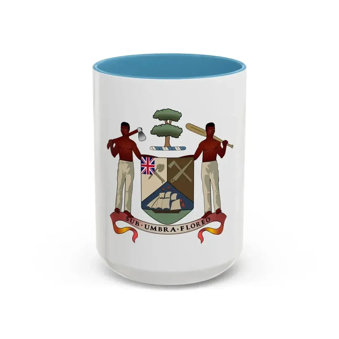 Coat of arms of British Honduras (1907-1967) - Accent Coffee Mug 15oz Light Blue - Go Mug Yourself