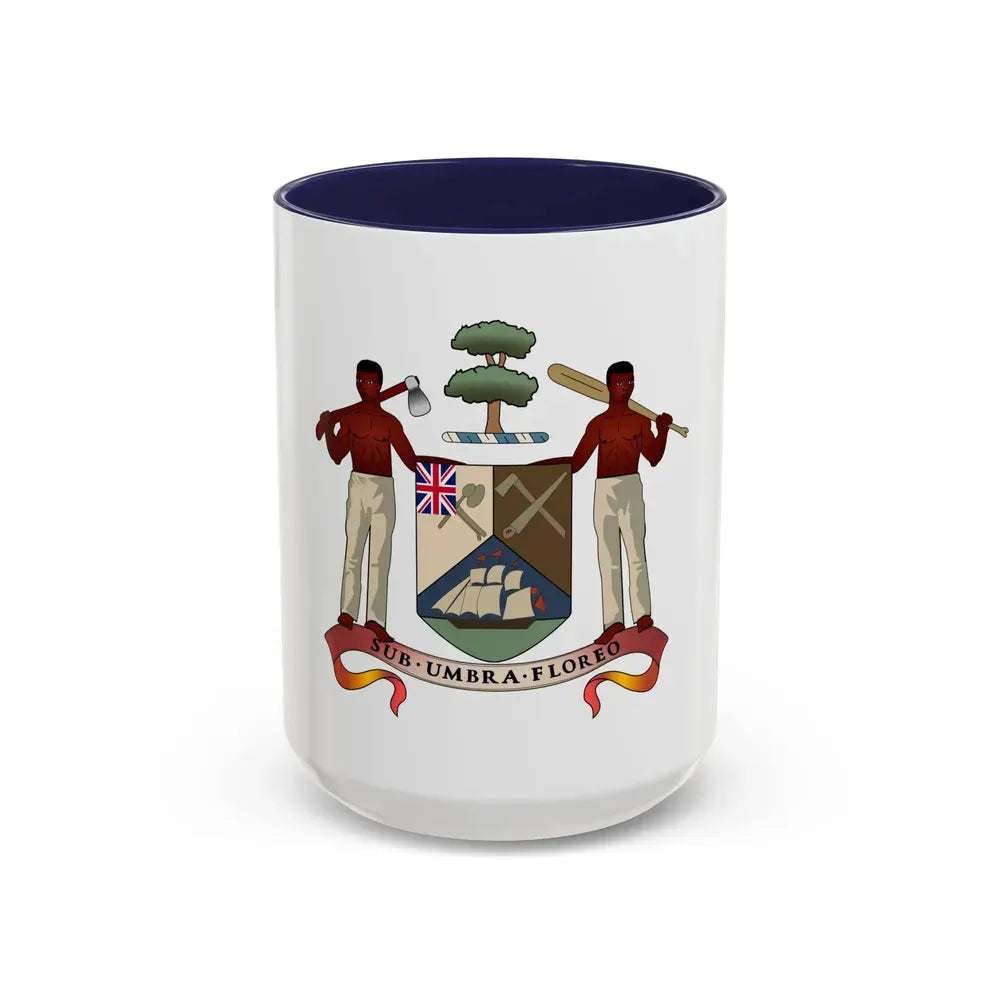 Coat of arms of British Honduras (1907-1967) - Accent Coffee Mug 15oz Navy - Go Mug Yourself