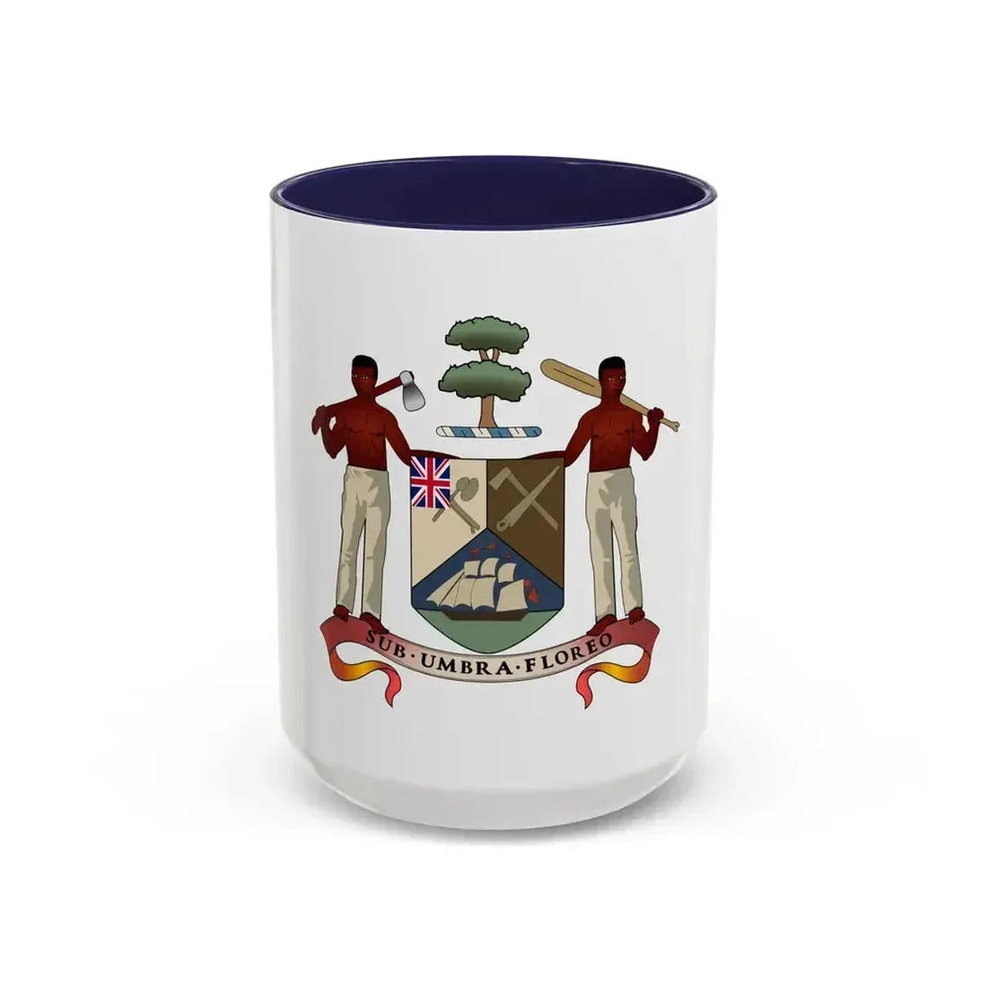 Coat of arms of British Honduras (1907-1967) - Accent Coffee Mug 15oz Navy - Go Mug Yourself