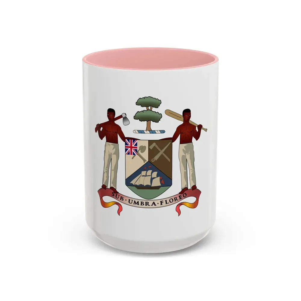 Coat of arms of British Honduras (1907-1967) - Accent Coffee Mug 15oz Pink - Go Mug Yourself