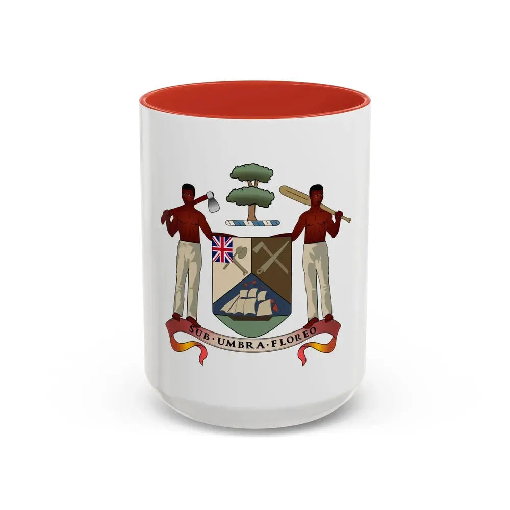 Coat of arms of British Honduras (1907-1967) - Accent Coffee Mug 15oz Red - Go Mug Yourself