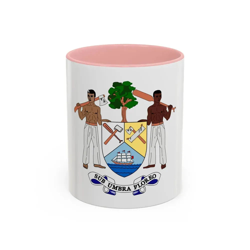 Coat of arms of British Honduras-Belize (1967-1981) - Accent Coffee Mug 11oz Pink - Go Mug Yourself