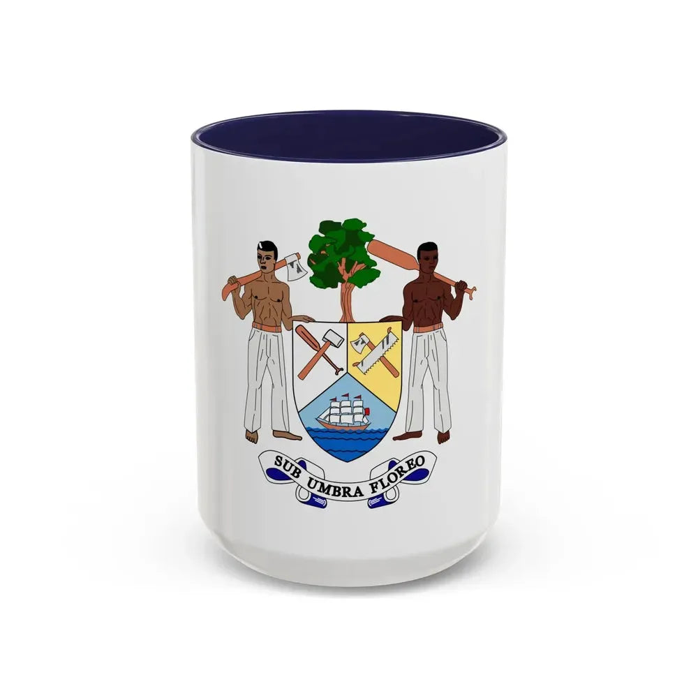Coat of arms of British Honduras-Belize (1967-1981) - Accent Coffee Mug 15oz Navy - Go Mug Yourself