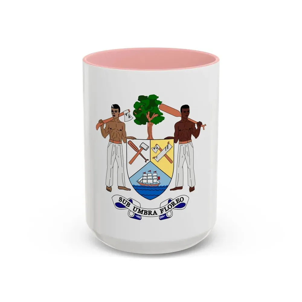 Coat of arms of British Honduras-Belize (1967-1981) - Accent Coffee Mug 15oz Pink - Go Mug Yourself