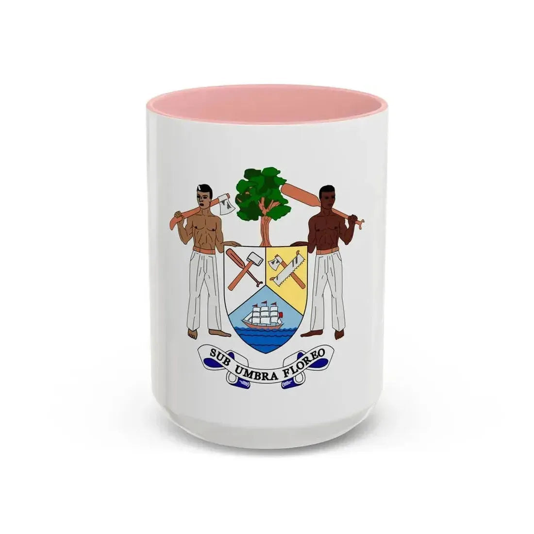 Coat of arms of British Honduras-Belize (1967-1981) - Accent Coffee Mug 15oz Pink - Go Mug Yourself