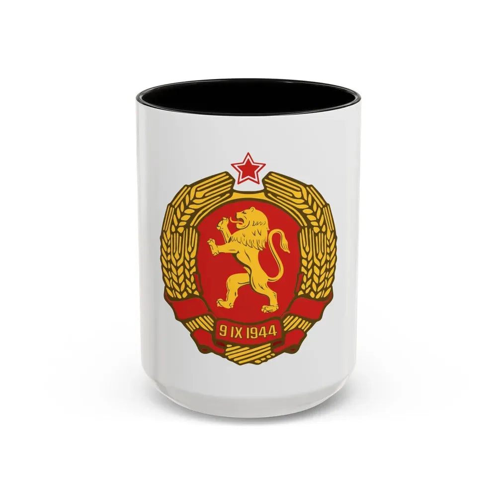 Coat of arms of Bulgaria (1948) - Accent Coffee Mug 15oz Black - Go Mug Yourself