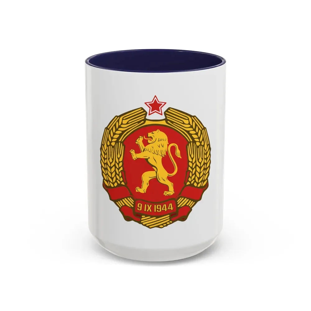 Coat of arms of Bulgaria (1948) - Accent Coffee Mug 15oz Navy - Go Mug Yourself