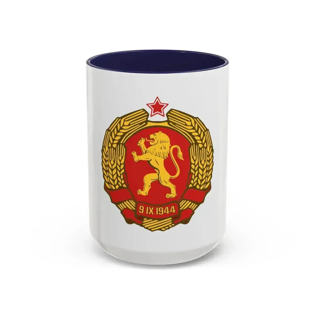 Coat of arms of Bulgaria (1948) - Accent Coffee Mug 15oz Navy - Go Mug Yourself