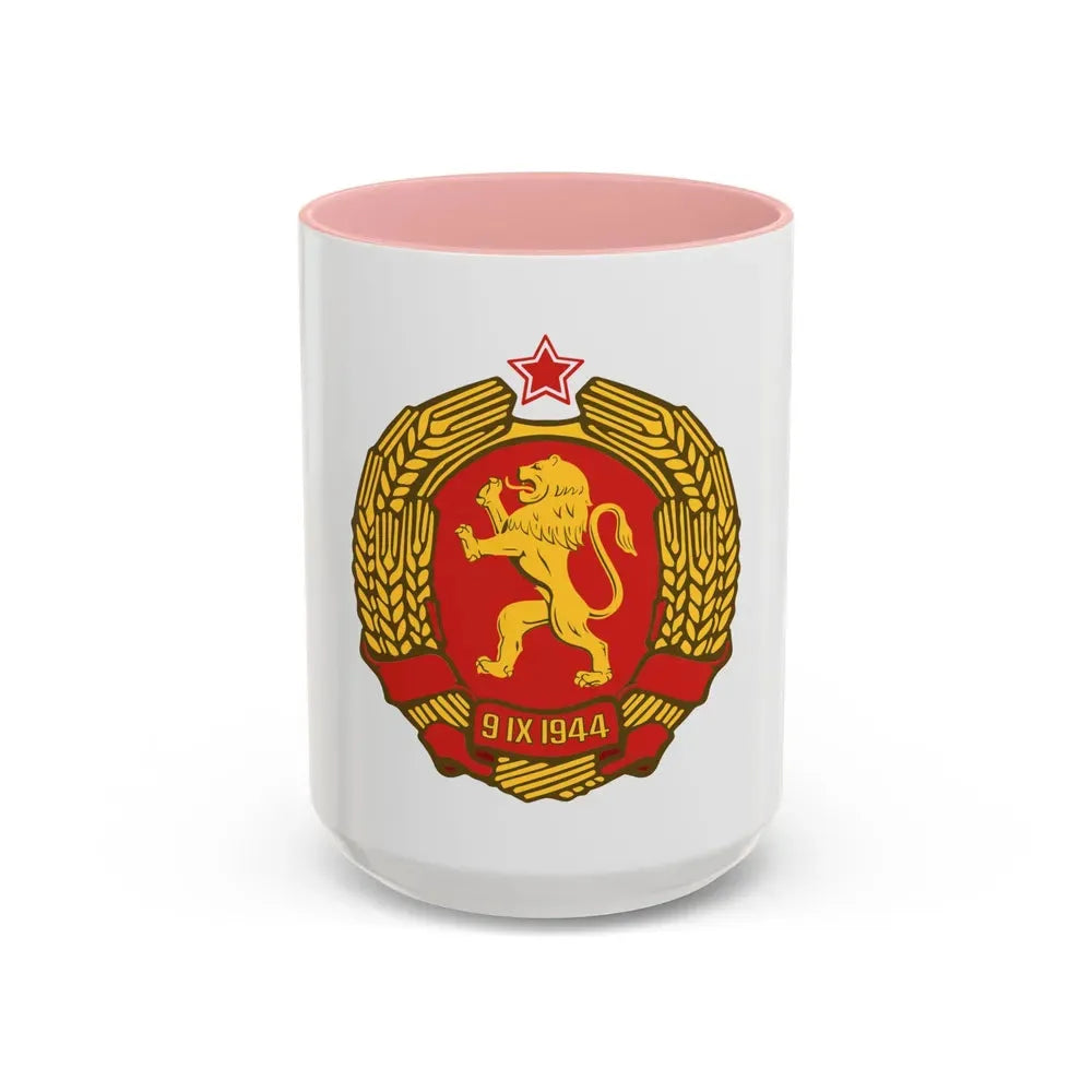 Coat of arms of Bulgaria (1948) - Accent Coffee Mug 15oz Pink - Go Mug Yourself