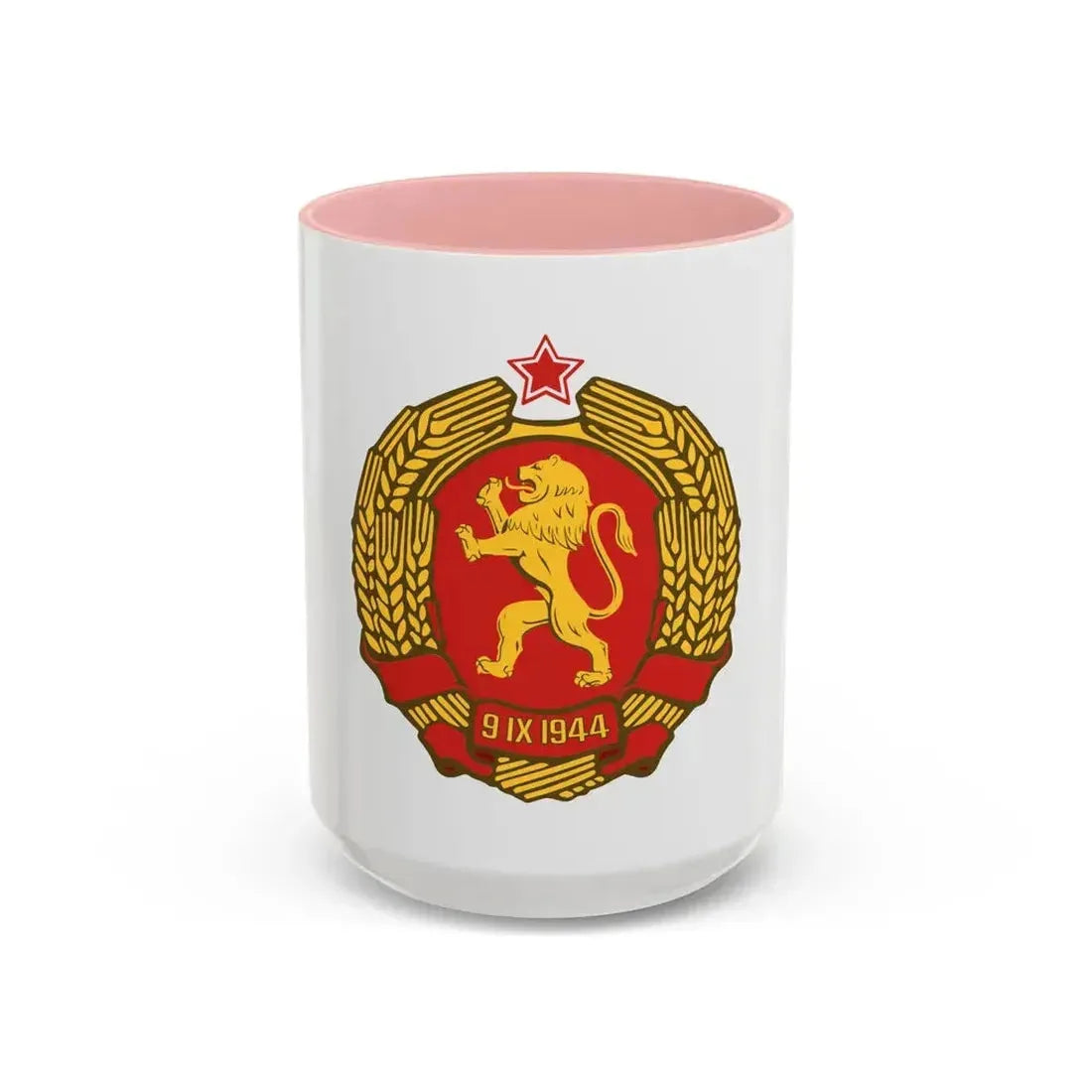 Coat of arms of Bulgaria (1948) - Accent Coffee Mug 15oz Pink - Go Mug Yourself