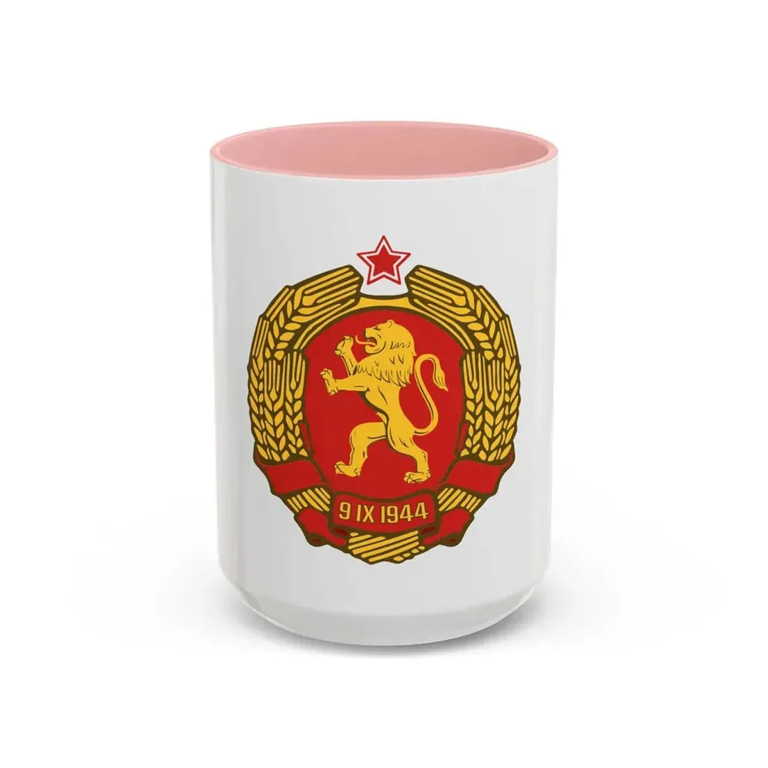 Coat of arms of Bulgaria (1948) - Accent Coffee Mug 15oz Pink - Go Mug Yourself