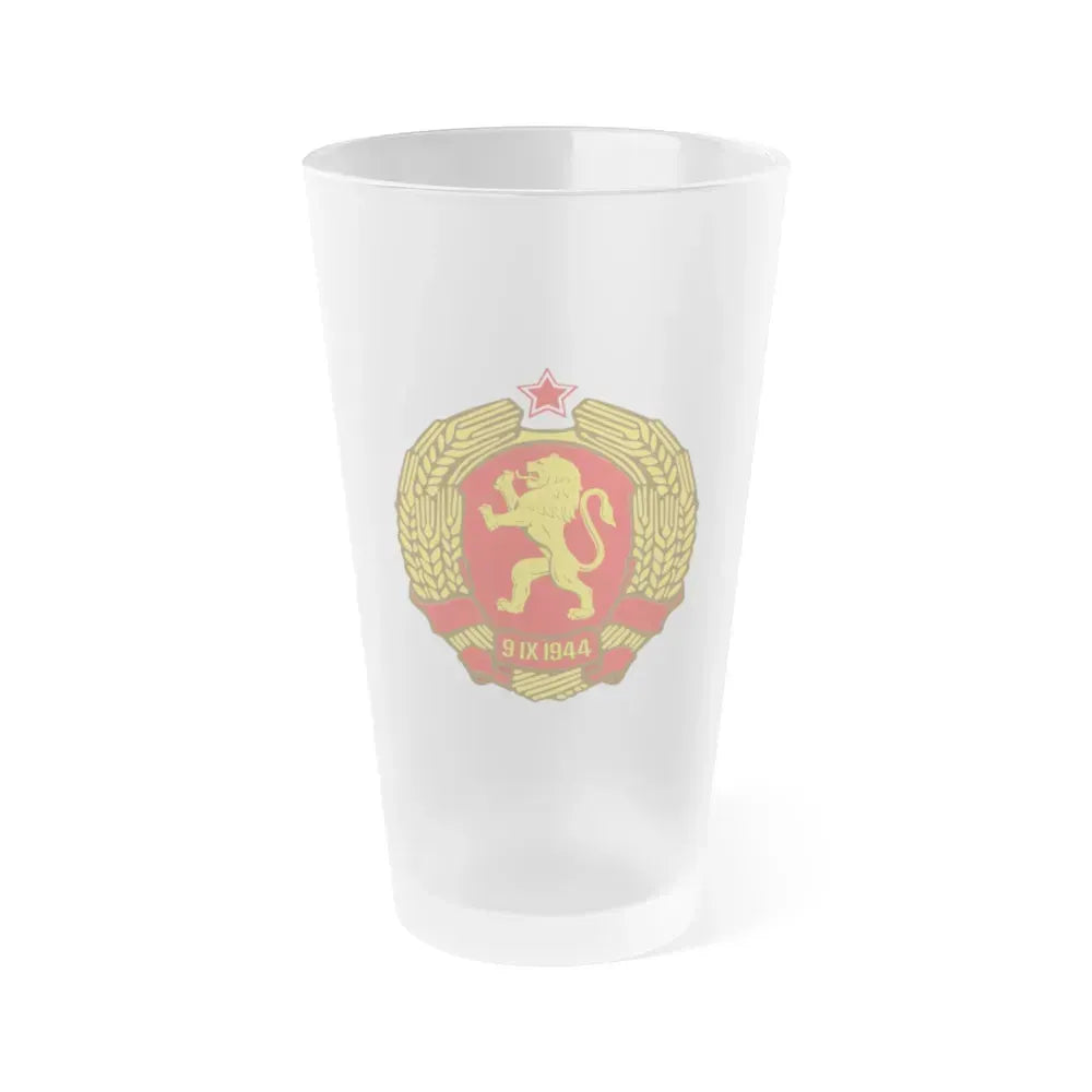 Coat of arms of Bulgaria (1948) - Frosted Pint Glass 16oz 16oz Frosted - Go Mug Yourself