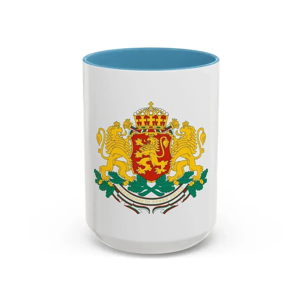 Coat of arms of Bulgaria - Accent Coffee Mug 15oz Light Blue - Go Mug Yourself