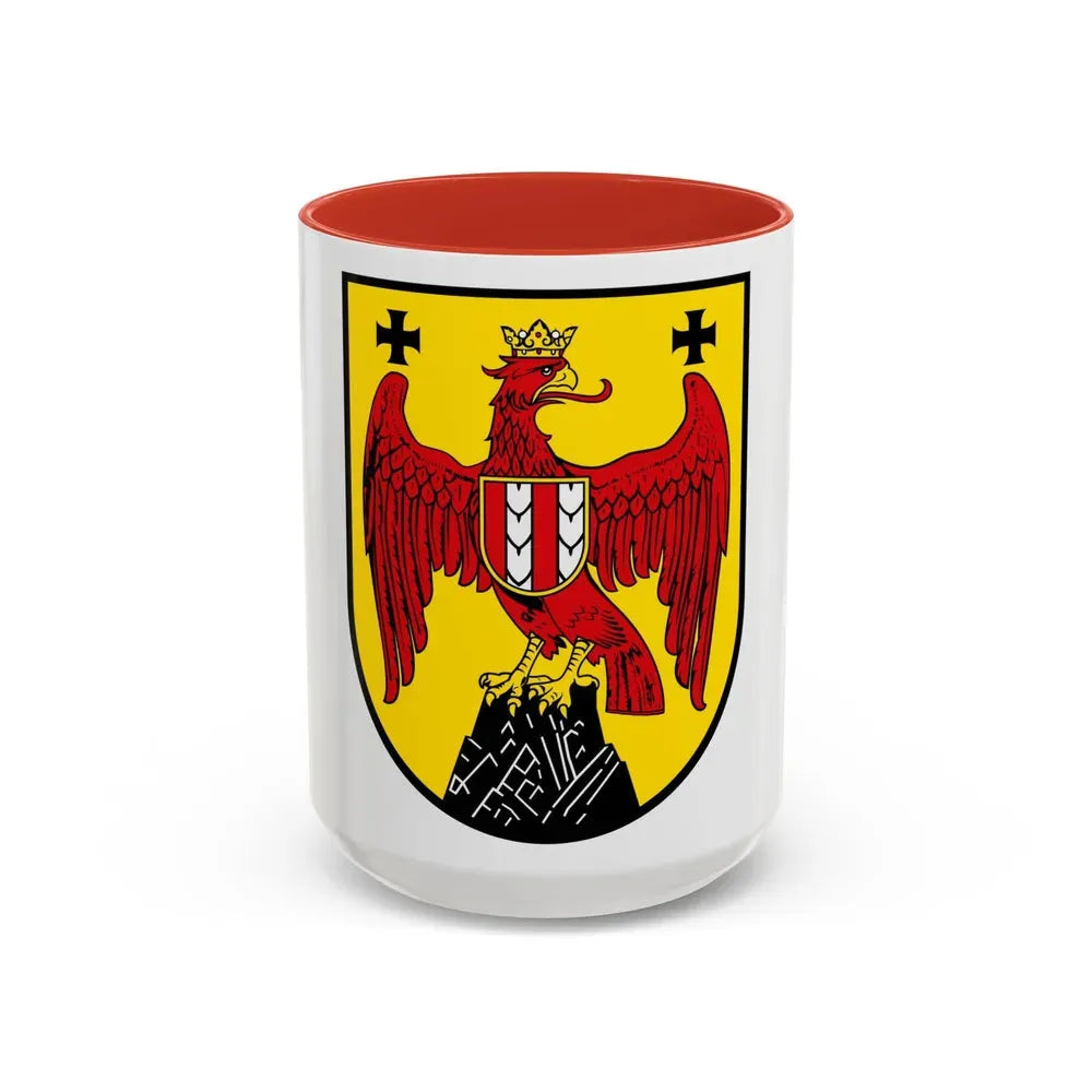 Coat of Arms of Burgenland Austria - Accent Coffee Mug 15oz Red - Go Mug Yourself