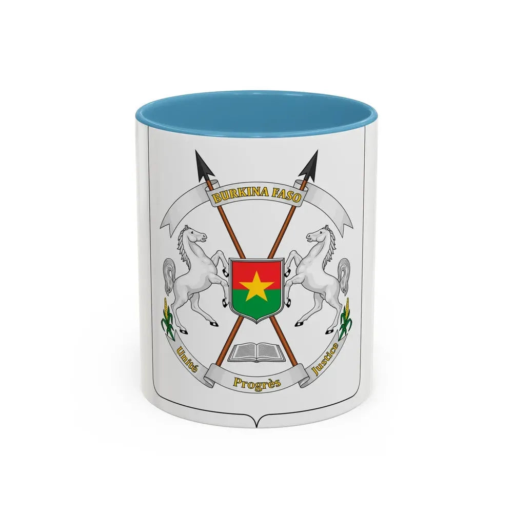 Coat of arms of Burkina Faso - Accent Coffee Mug 11oz Light Blue - Go Mug Yourself