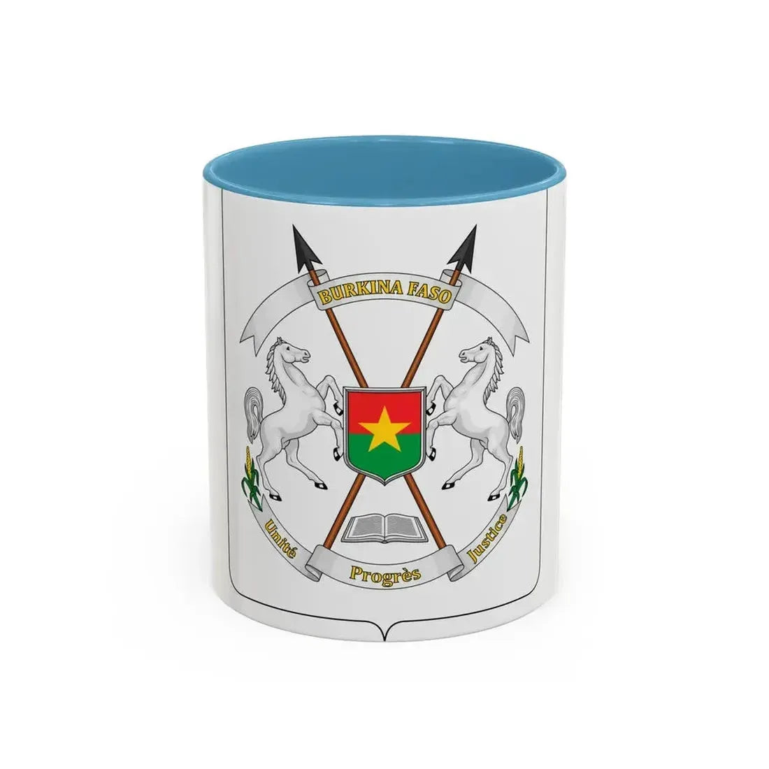 Coat of arms of Burkina Faso - Accent Coffee Mug 11oz Light Blue - Go Mug Yourself