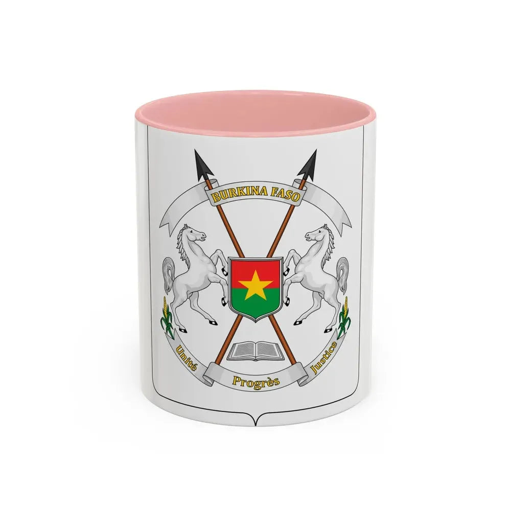 Coat of arms of Burkina Faso - Accent Coffee Mug 11oz Pink - Go Mug Yourself