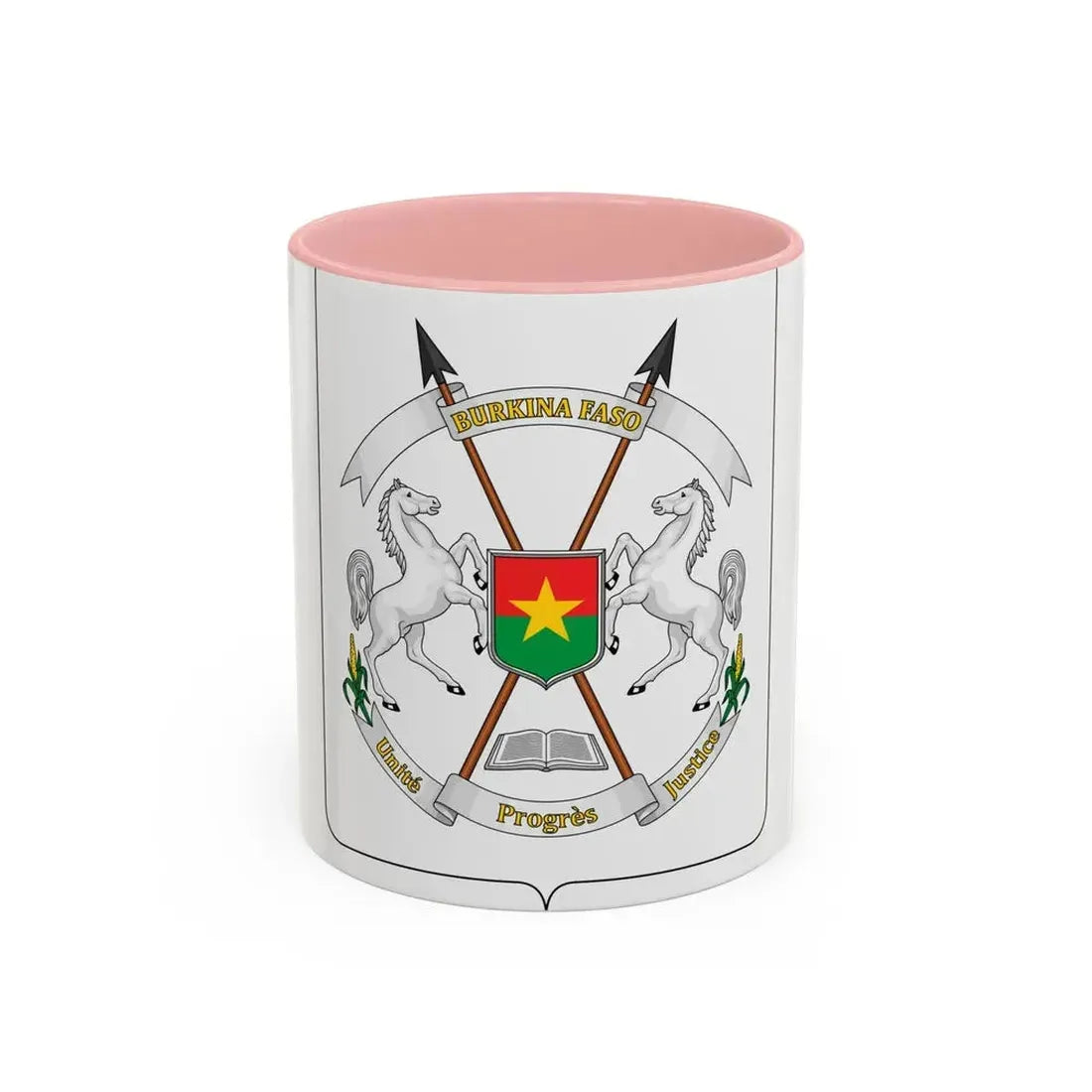 Coat of arms of Burkina Faso - Accent Coffee Mug 11oz Pink - Go Mug Yourself