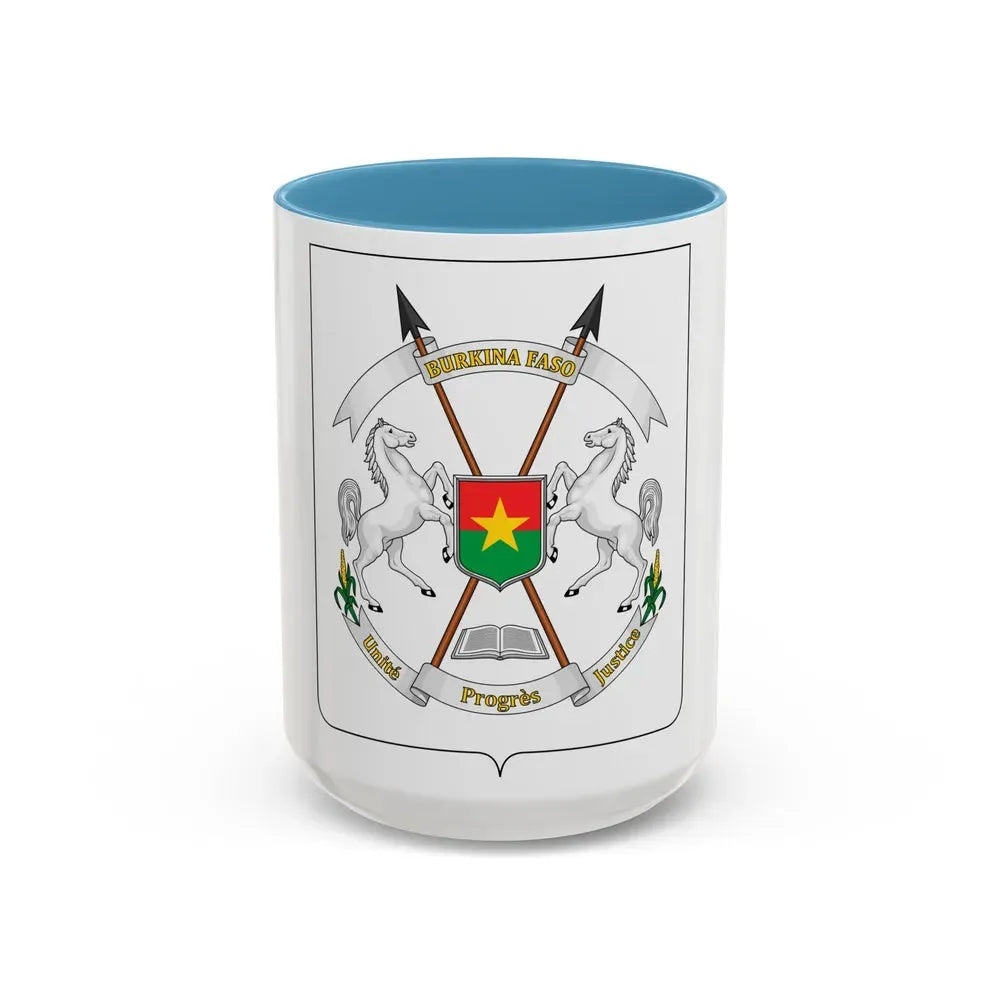 Coat of arms of Burkina Faso - Accent Coffee Mug 15oz Light Blue - Go Mug Yourself