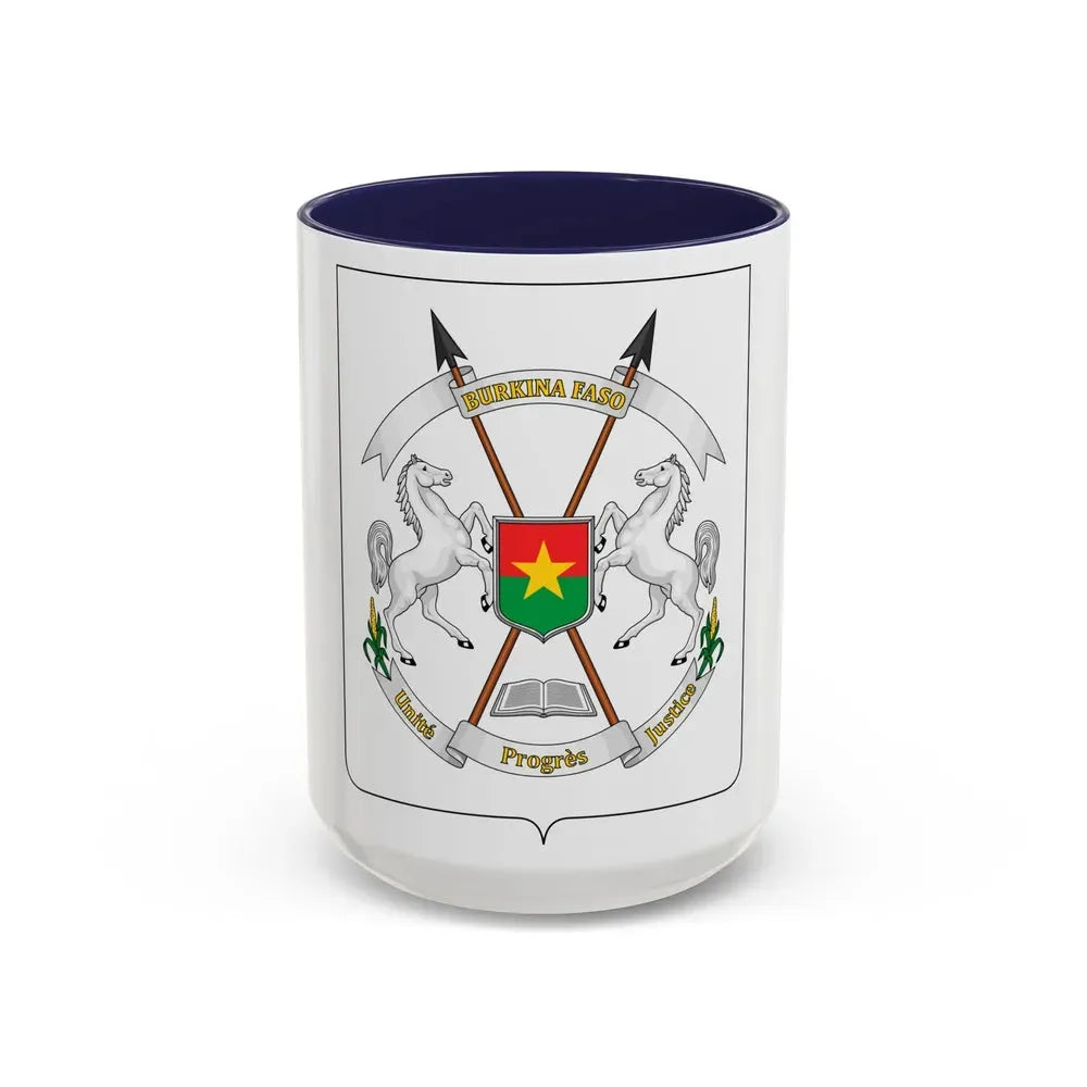 Coat of arms of Burkina Faso - Accent Coffee Mug 15oz Navy - Go Mug Yourself