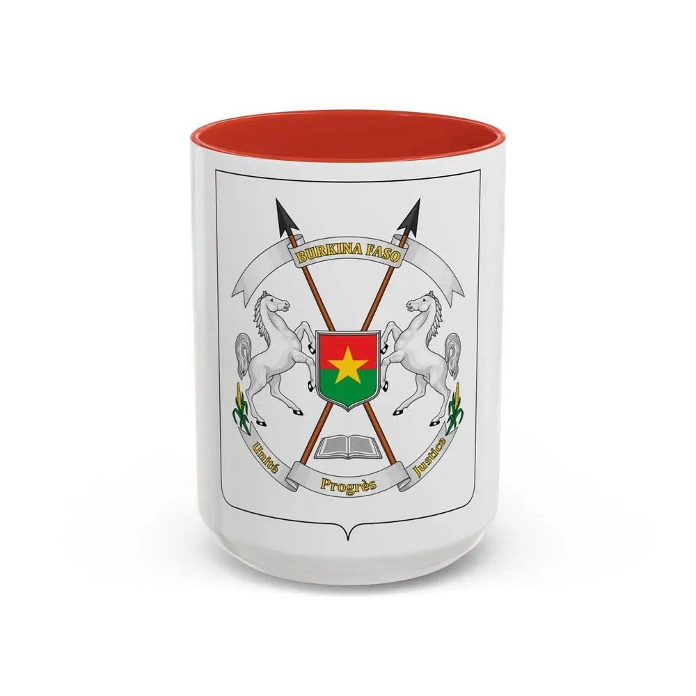 Coat of arms of Burkina Faso - Accent Coffee Mug 15oz Red - Go Mug Yourself
