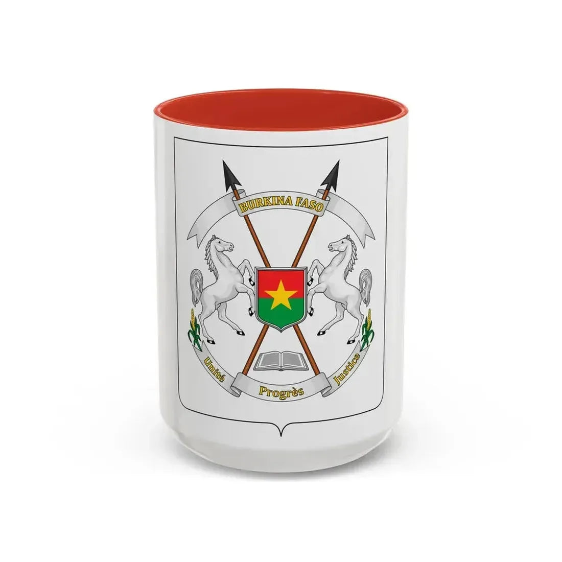 Coat of arms of Burkina Faso - Accent Coffee Mug 15oz Red - Go Mug Yourself