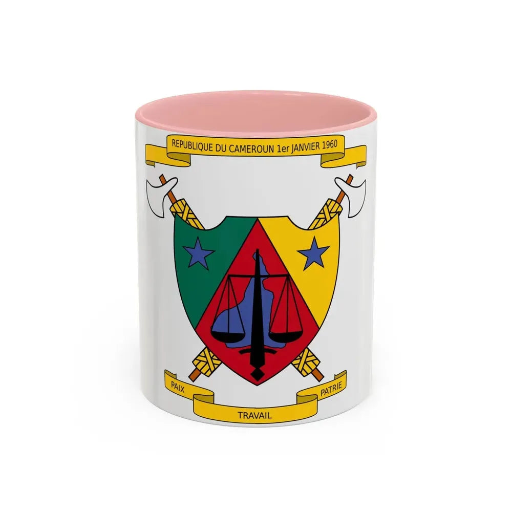 Coat of Arms of Cameroon (1961-1975) - Accent Coffee Mug 11oz Pink - Go Mug Yourself
