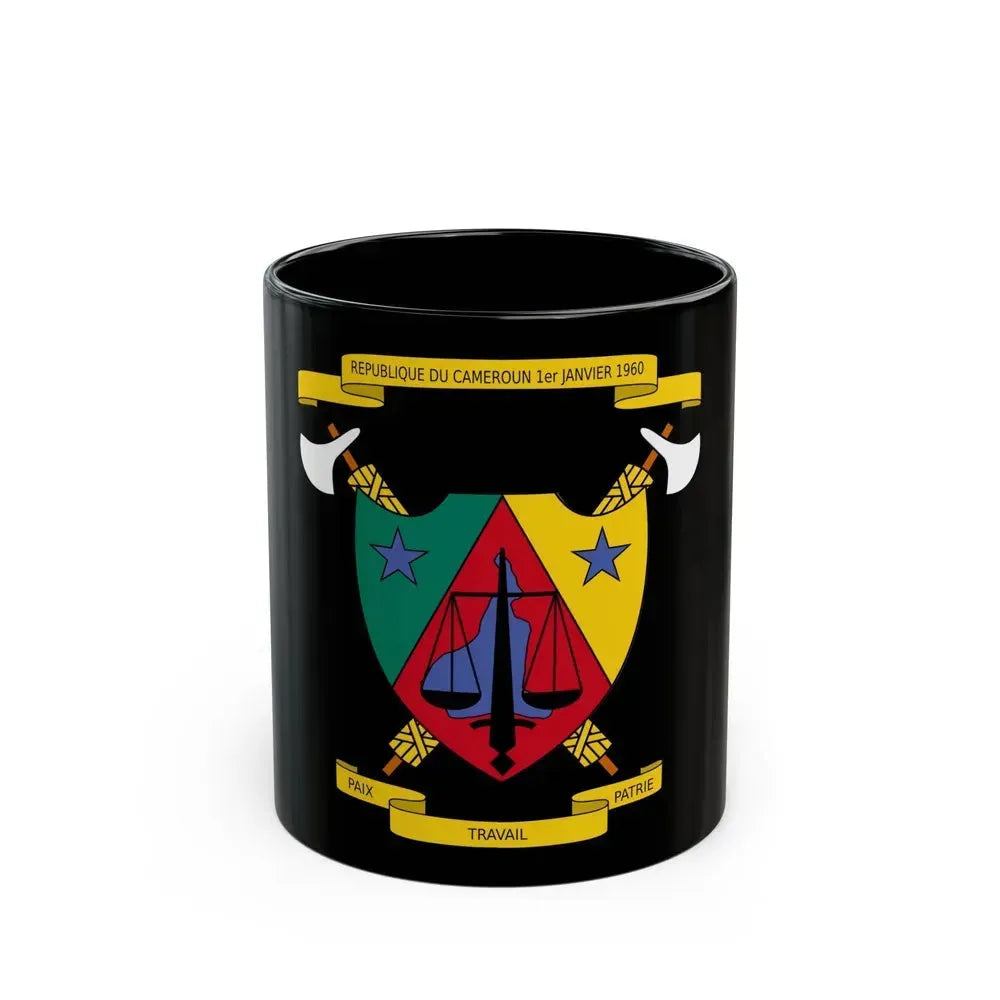 Coat of Arms of Cameroon (1961-1975) - Black Coffee Mug 11oz - Go Mug Yourself