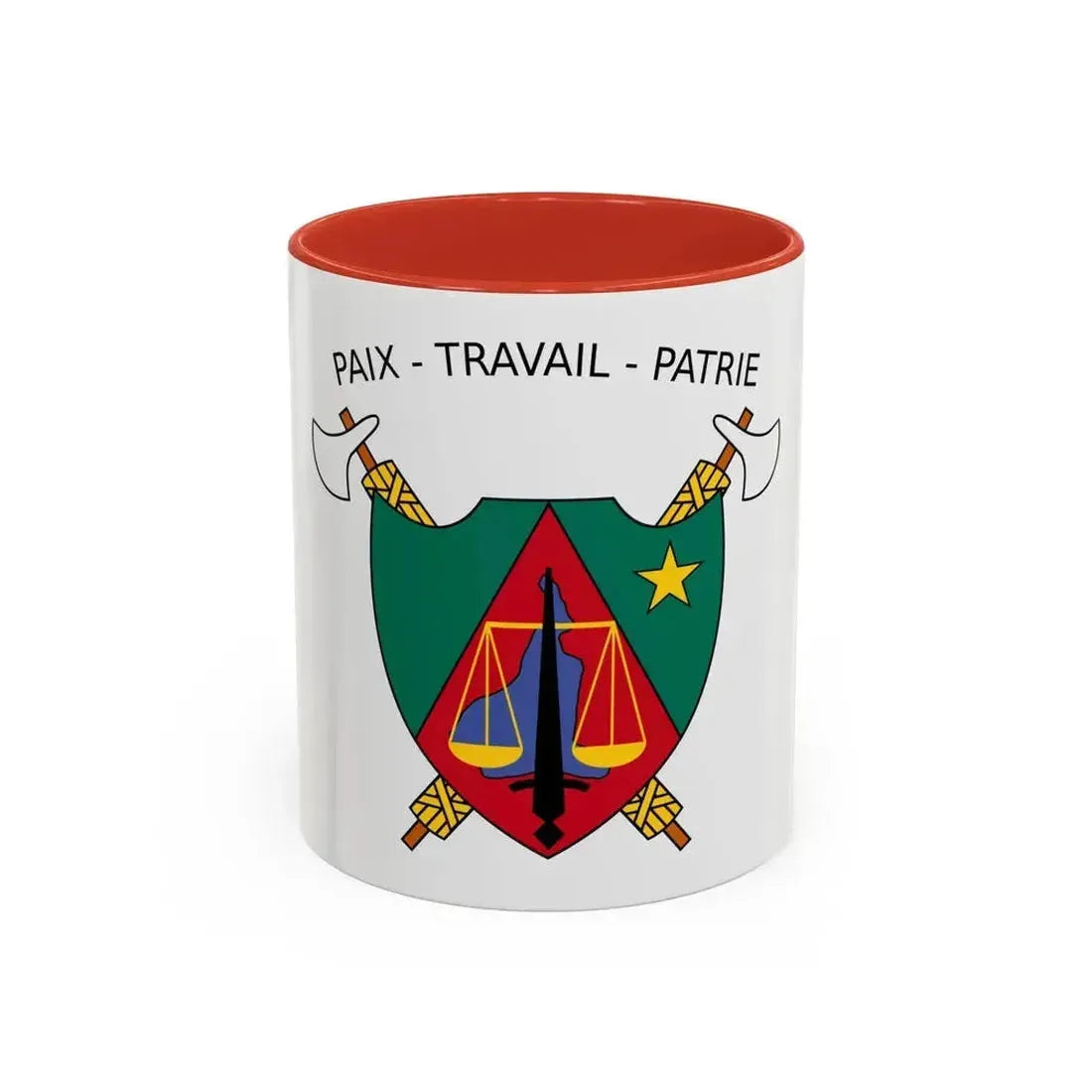 Coat of Arms of Cameroon (1975-1986) - Accent Coffee Mug 11oz Red - Go Mug Yourself
