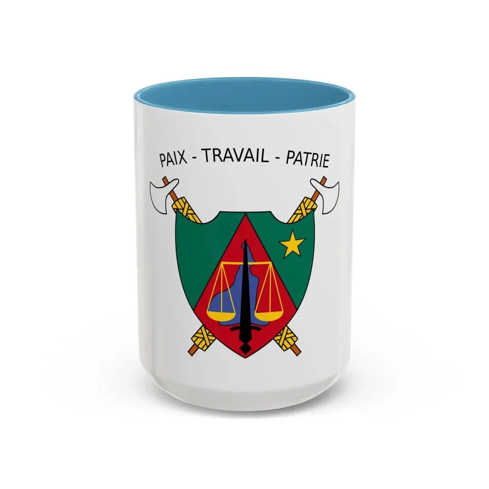 Coat of Arms of Cameroon (1975-1986) - Accent Coffee Mug 15oz Light Blue - Go Mug Yourself