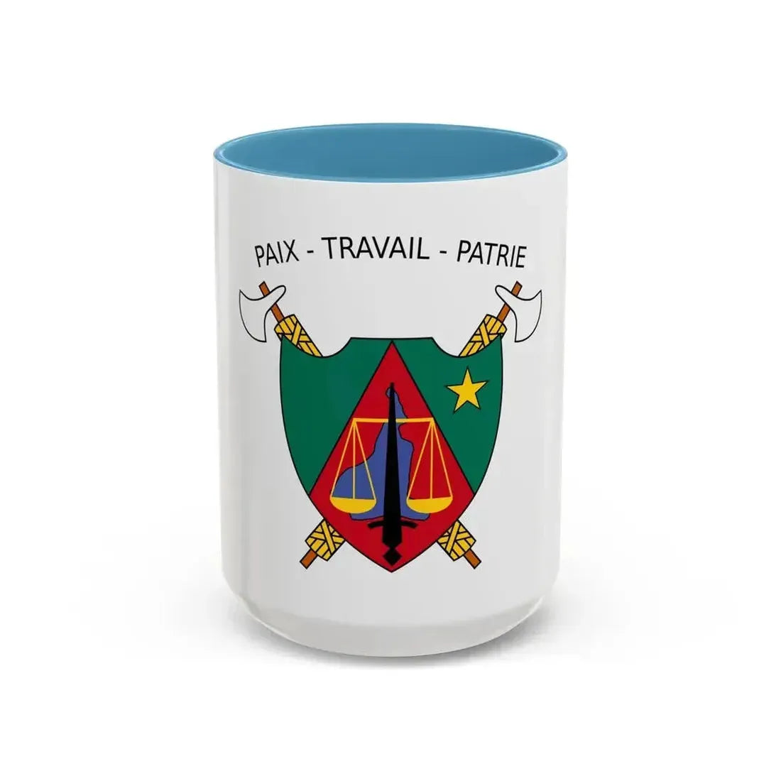 Coat of Arms of Cameroon (1975-1986) - Accent Coffee Mug 15oz Light Blue - Go Mug Yourself